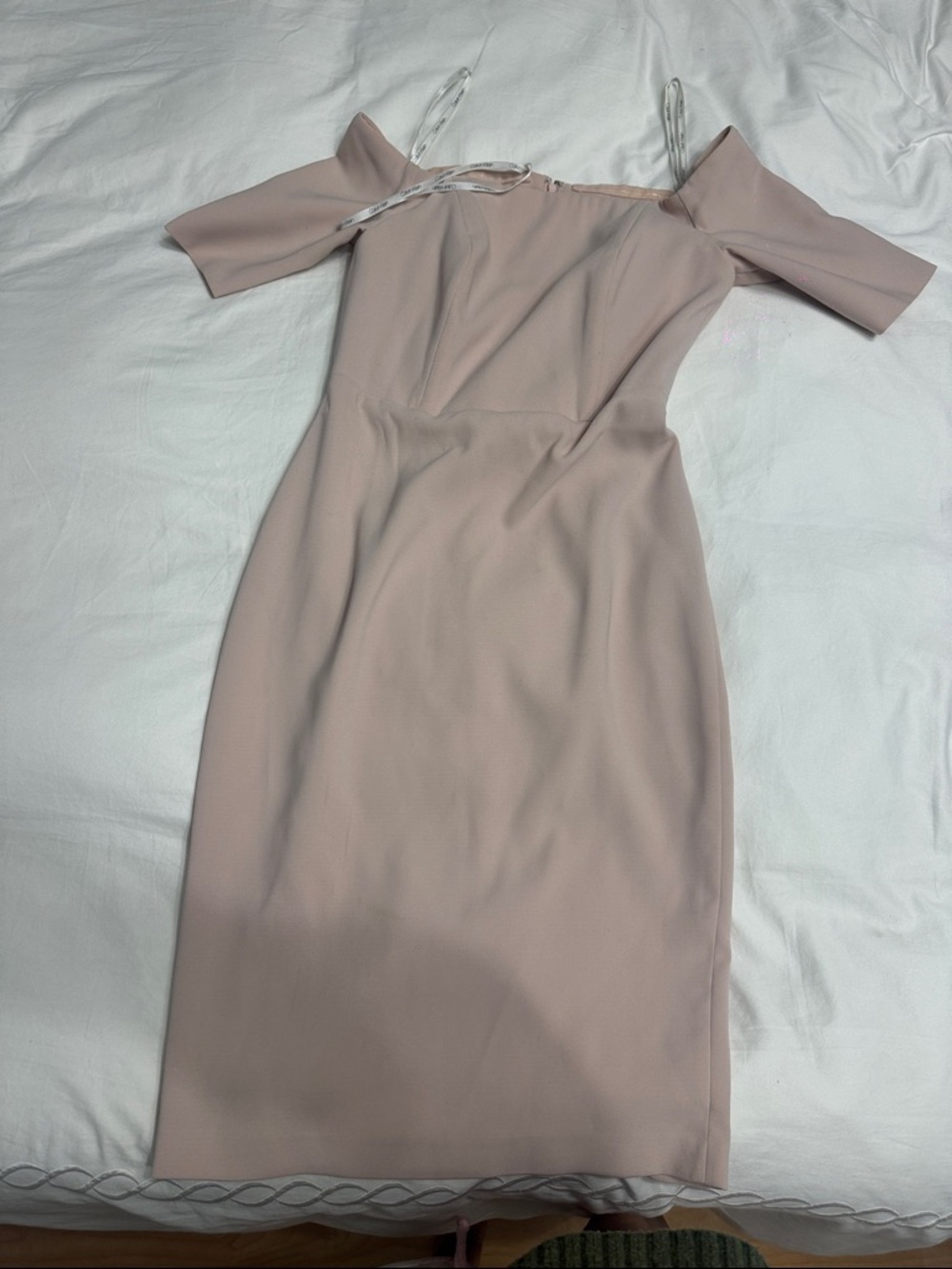 Calvin Klein One-Shoulder Bodycon Dress in Dusty Blush